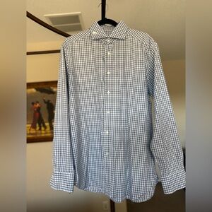 Ermenegildo Zegna Blue Checkered Button Down Shirt